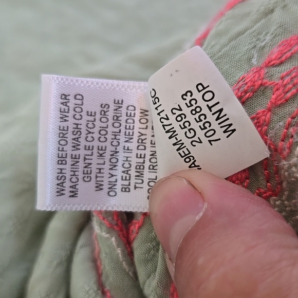 One World Sage Green Embroidered Caftan Cover Up One Size - Picture 8 of 9